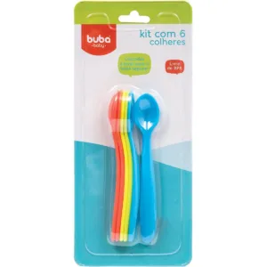 Kit 6 Colheres Coloridas Divertidas Para Bebê - Buba