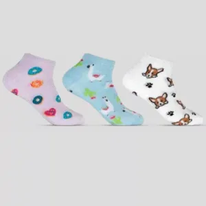 Meia Cano Curto 33-38 – Kit 3 pares – Sortido Estampado