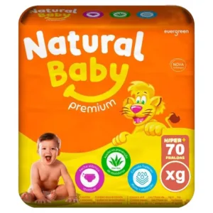 Fralda Premium Natural Baby Hiper+ XG Pacote 70 Unidades