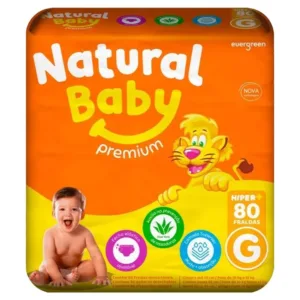 Fralda Premium Natural Baby Hiper+ G Pacote 80 Unidades
