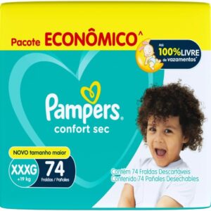 Fralda Pampers Confort Sec Bag Max XXXG 74 Unidades