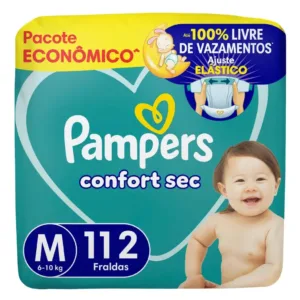 Fralda Pampers Confort Sec Max M com 112 Unidades